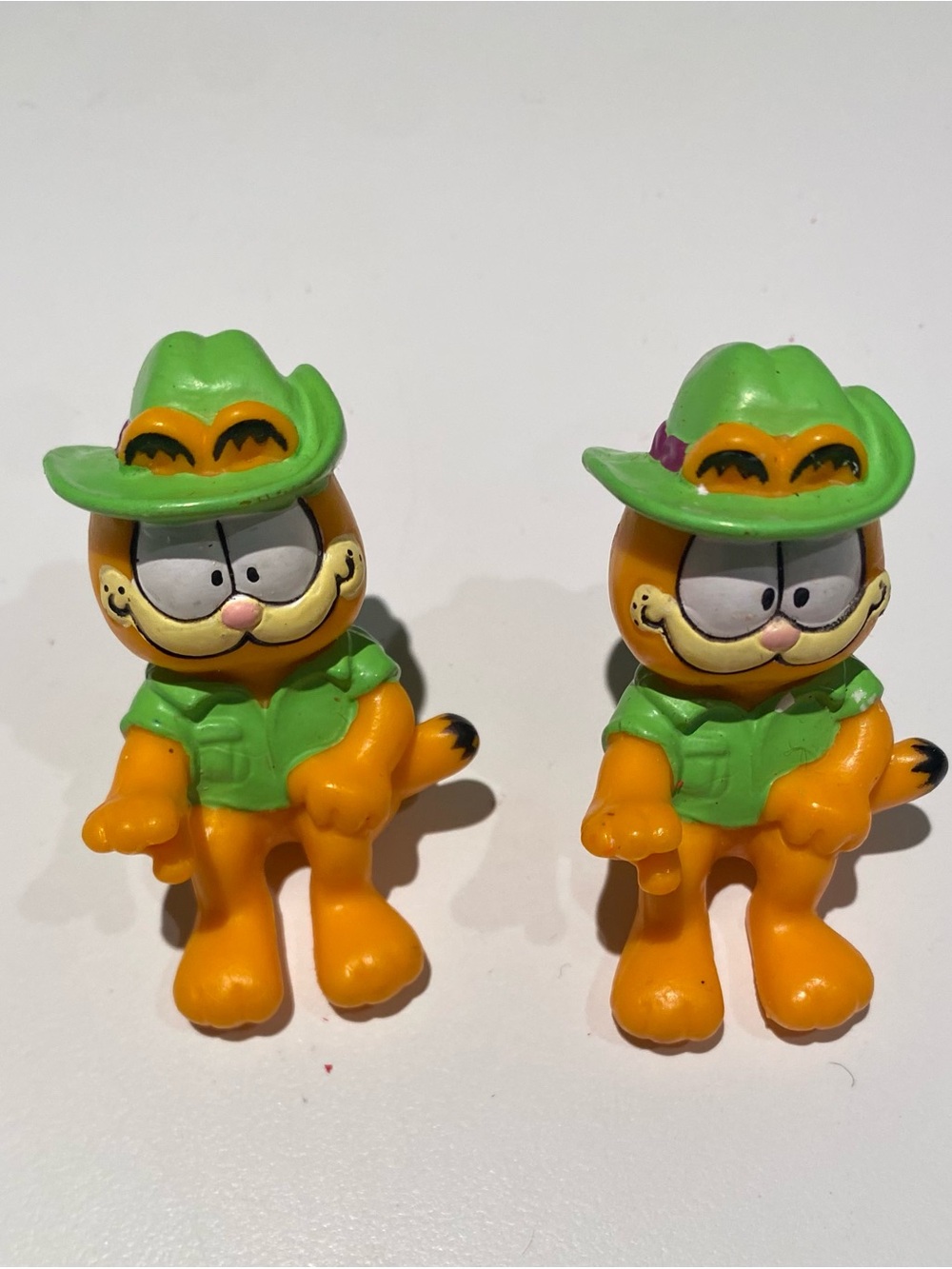 3 for $10- Vintage Garfield Safari Green Hat Figurine - Set of 2